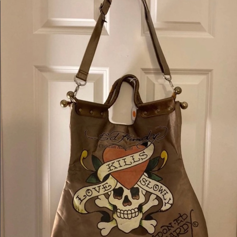 "Love Kills Slowly" Ed Hardy Bag! The bag is not perfect as seen in pictures 5-6